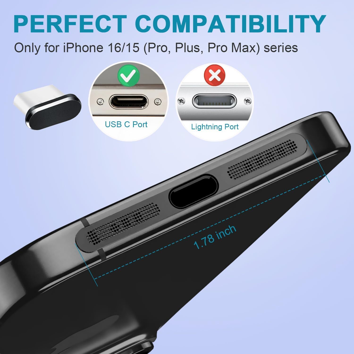 USB C Dust Plug, 4 Pack C Port Cover, Type C Charging Plug Black