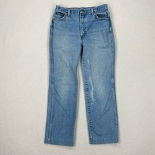 Vintage Wrangler Jeans Size 30x28 Light Wash Straight Leg Distressed Repaired