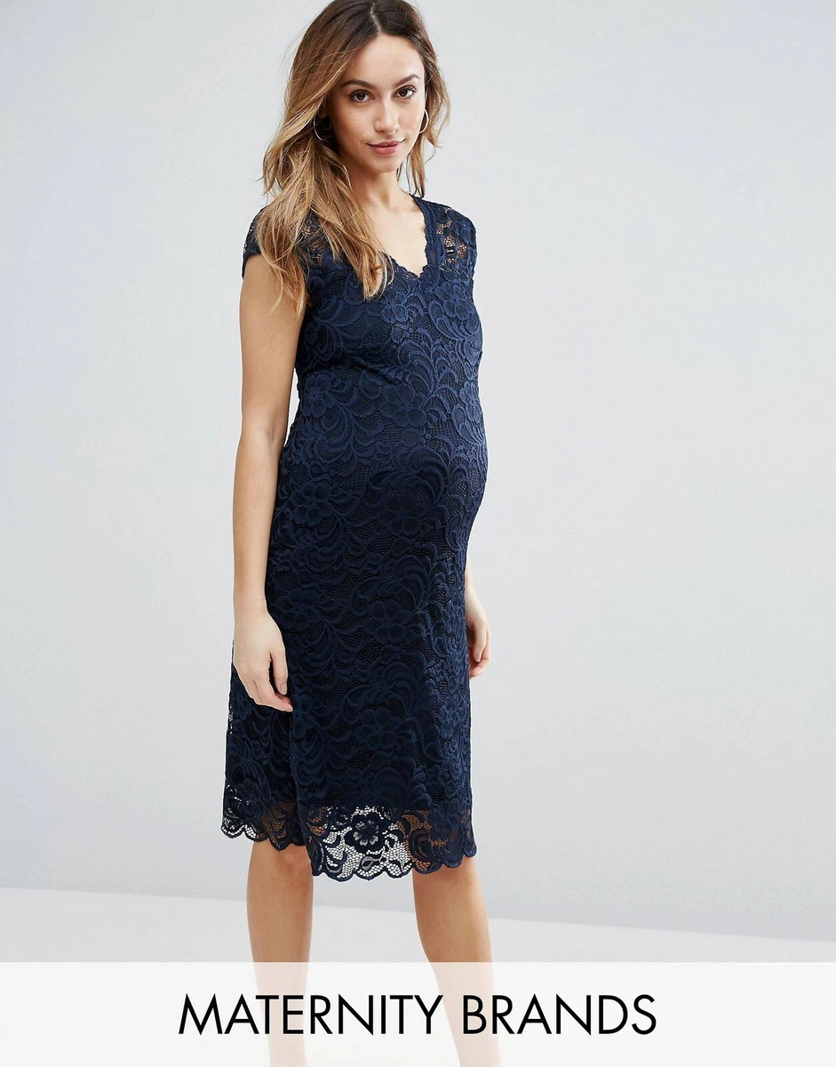 Mamalicious Maternity Cap Sleeve Lace Jersey dress Size M