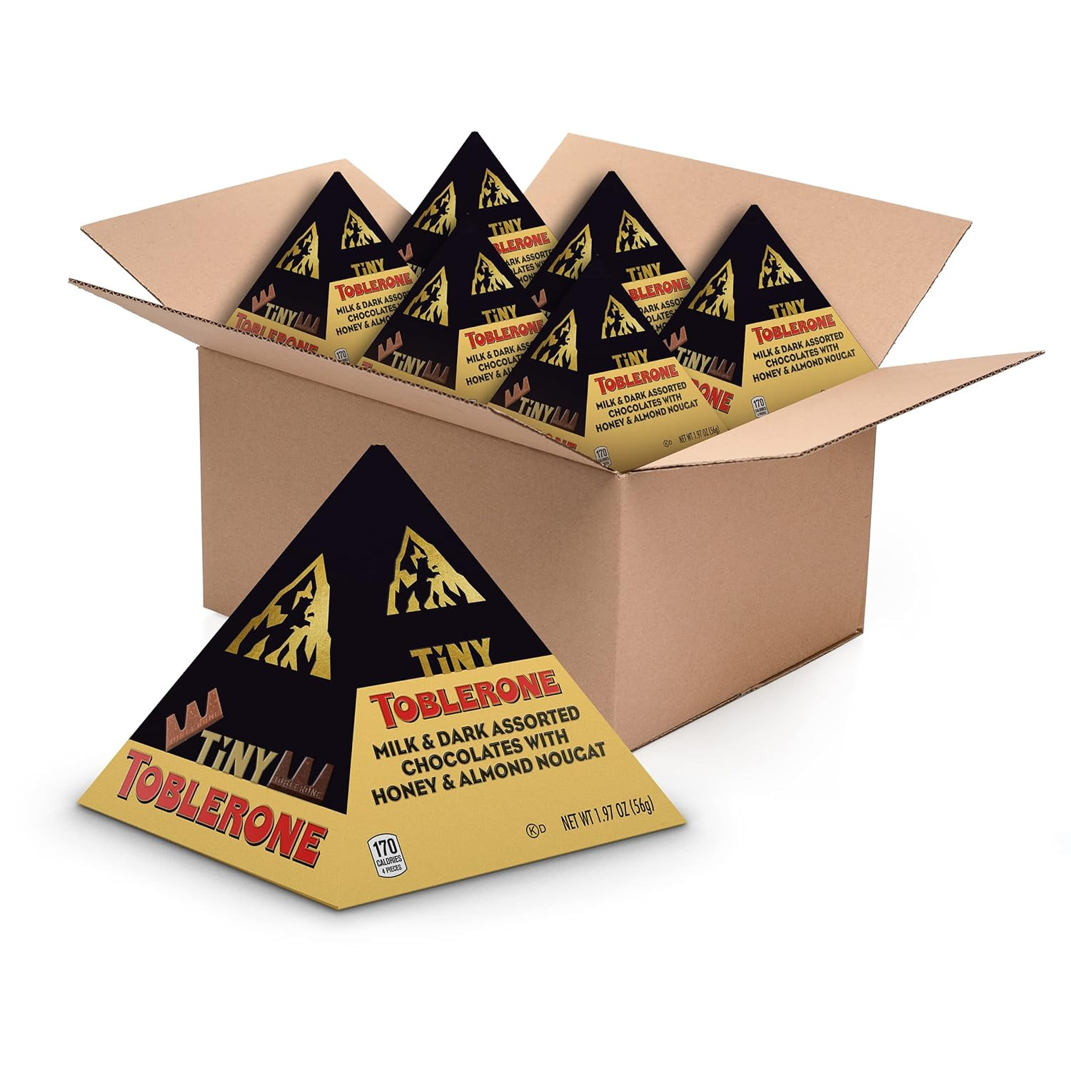 Подарочная упаковка в крошечной шоколадной коробке Toblerone (молочный шоколад и темный шоколад