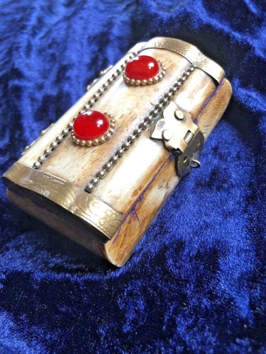 ‼️Nr. 2 Schmuck Schatulle Schmuck Dose Knochen u. Horn , Messingbeschl. Topp - Bild 2 von 7