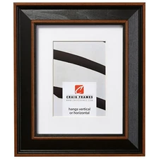 Craig Frames Farmhouse, 2" Black w/ Brown Wood Picture Frame With a Single Mat