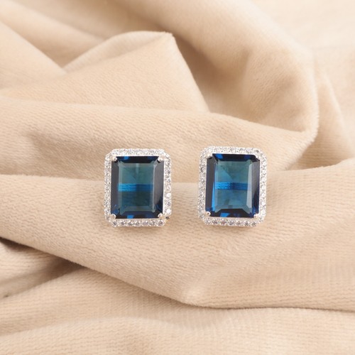Handmade London Blue Topaz & Sterling Silver Drop Earrings - 1.20 Inches, 925 Silver, Hook