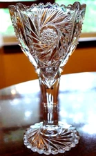 RARE Antique McKee AZTEC STAR 9.25" Clear Pressed Glass FOOTED CHALICE VASE Star