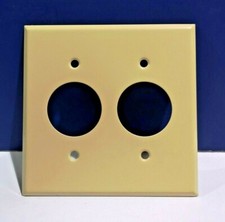 IVORY Receptacle Outlet METAL WALL PLATE 2-Gang 2-Hole 1.406" Device NEW SR-2I