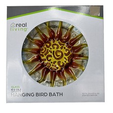 Real Living Glass Sun Hanging Bird Bath Outdoor Bird Feeder Bowl