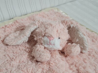 Mary Meyer Lovey Security Blank Bunny Rabbit Soft Plush Satin Trim Pink 13 