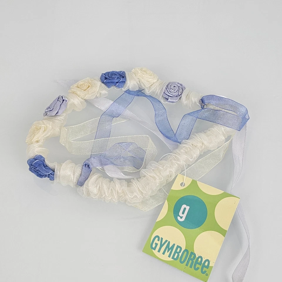 Diadema vintage Gymboree azul blanco con volantes tiara bebé cabello princesa rosetas Foto 2 de 3