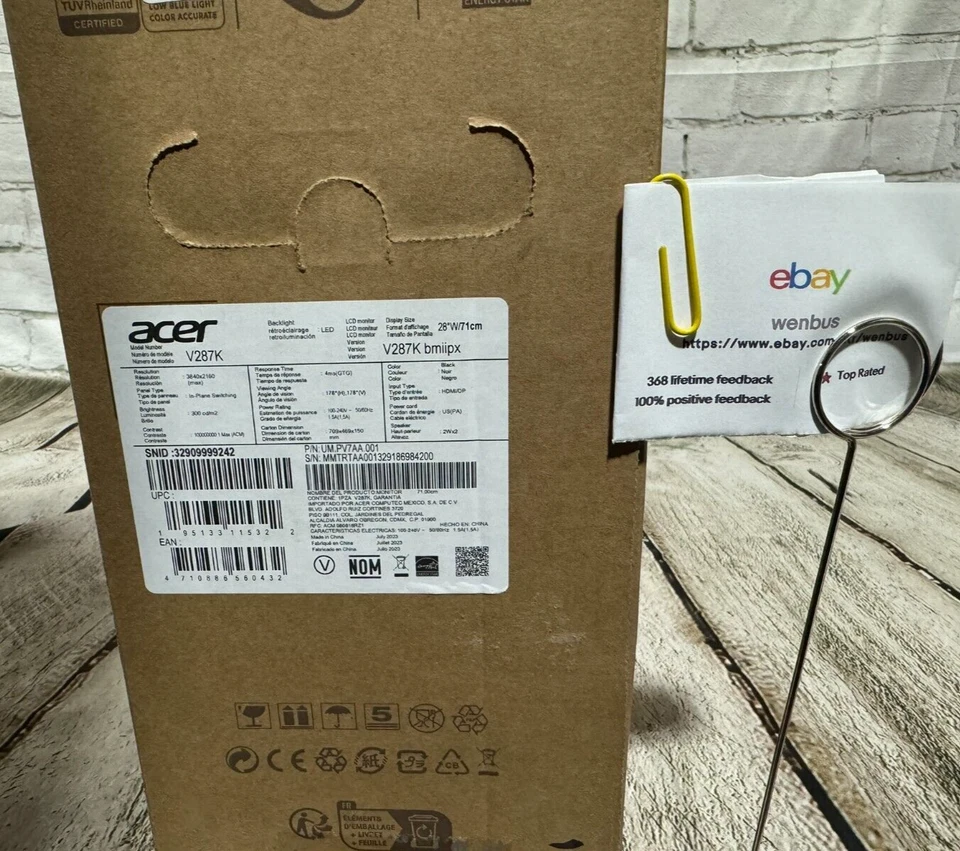 Acer Professional V287K BMIIPX  28” 3840x2160P 4K IPS UHD DCI-P3 90% HDR Adaptiv - Image 2 of 4
