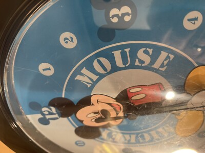 Vintage Disney Mickey Mouse Blue Quartz Wall Clock Tested And