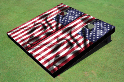 Custom Wavy American Flag Custom Cornhole Board Set