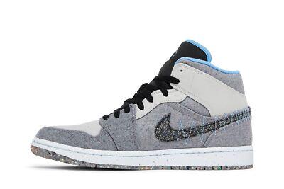 Nike Air Jordan 1 Mid Crater Grey University Blue Men's