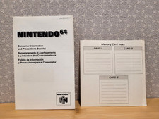 Nintendo 64 Consumer Information  Precautions Booklet Memory Card Index Labels