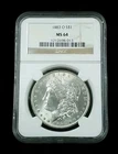 1883 O S$1 Morgan Silver Dollar NGC MS 64 Lite Reverse Toning 7063