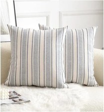 Decorative Boho Throw Pillow Covers, 18" x 18" Pack of 2 Classic Blue