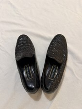 VTG Cole Haan Black Label Womens Black Woven Leather Loafer Mule Size 7.5A