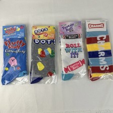 Retro Candy Novelty Crew Socks Women's Size 6-12  9-13 Fun l Lot of 4 New
