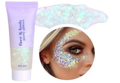 Body Glitter Gel, 50ml Face Glitters Body Sequins Shimmer Liquid Eyeshadow, White
