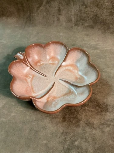 Vintage 1950s Frankoma art pottery clover shaped ashtray number 223 brown glaze
