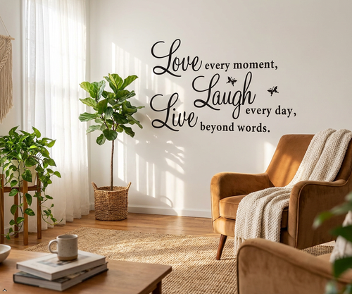 Lebe jeden Moment lache Liebe Wand Zitat Vinyl Aufkleber Sticker Wohndeko Typografie - Bild 7 von 24