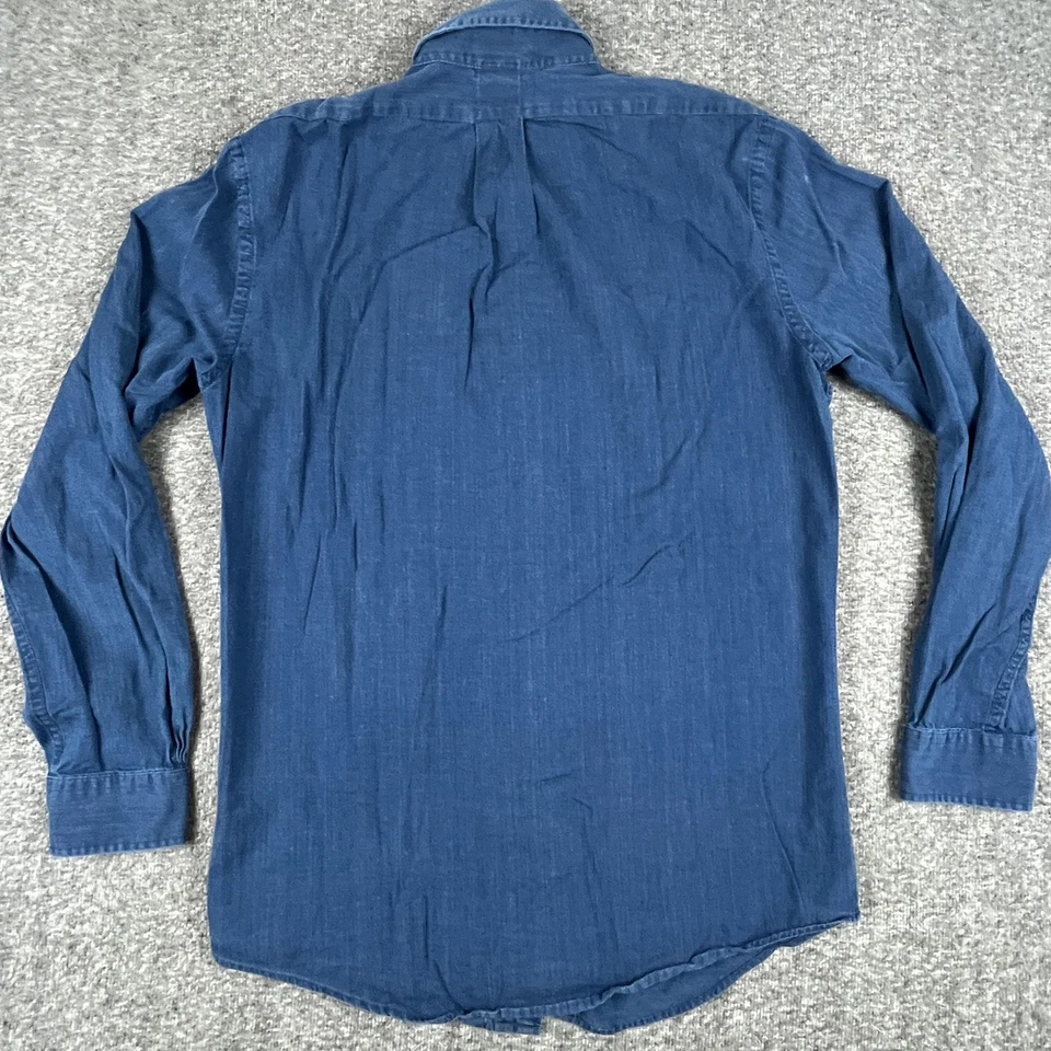 Brooks Brothers Shirt Mens Medium Blue Milano Button Down Oxford Cotton Chambray - Image 3 of 4