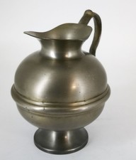 Zinnkanne bauchig BWS Reinzinn 16 cm Zinnkrug Schenkkanne Henkel Vintage Deko