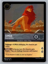 Disney Lorcana The First Chapter Simba Returned King 189/204 Rare Cold Foil