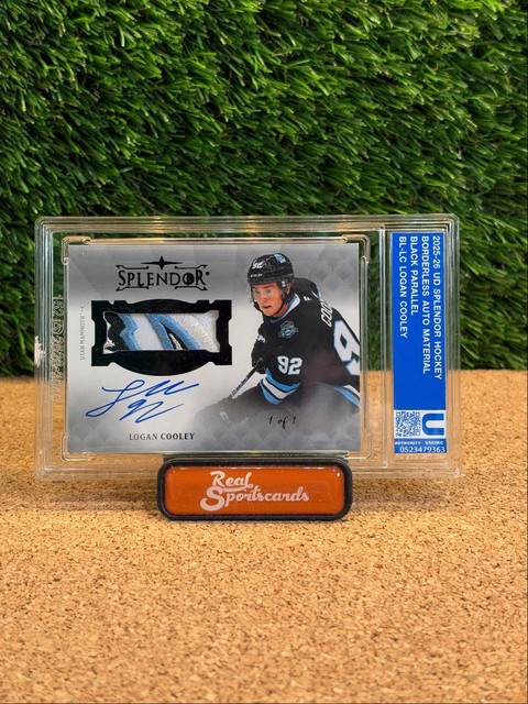 2025-26 Upper Deck Splendor Logan Cooley #BL-LC Black Patch Auto 1/1 Mammoth