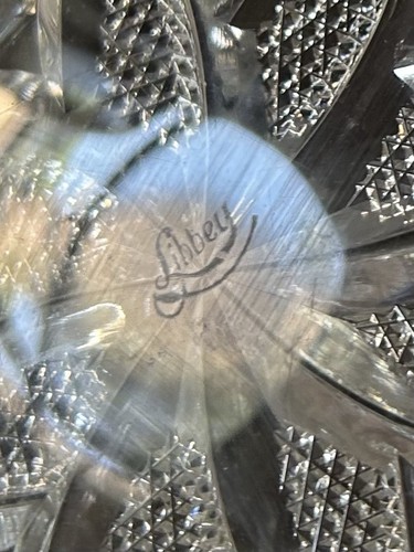 Vintage "Libbey" RARE ABP CUT GLASS Round 9" SCALLOP EDGE Bowl SWORD SIGNATURE - Picture 7 of 8