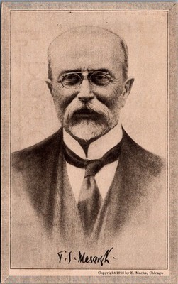 T. G. Masaryk 1st President Czechoslovakia 1918 E. Macha Chicago Postcard