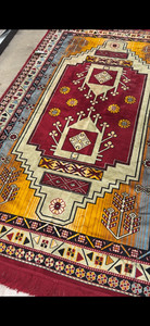 Geometric Vintage Turkish Rug,Red Anatolian Turkish Village Rug 8.5x10.5 Ft
