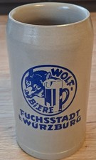 Alter Bierkrug Wolf Biere Fuchsstadt b. Würzburg 1Liter Masskrug Brauereikrug
