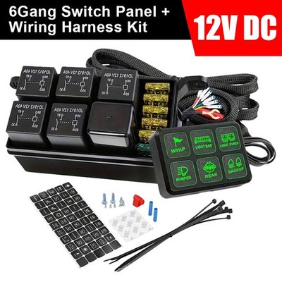 6 Gang Switch Panel LED Light Bar Circuit Control Box For Car RV Boat Marine 12V