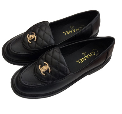 Chanel  Mokassins  Schwarz Leder Gr 39 ohne OVP