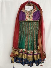 Colorful Indian Lehenga Choli Embroidered Tassel Festive 3 Piece Set Small