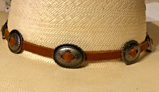Hat Band 1/4" Brown Leather Lace w/9ea 1" Antiqued Conchos