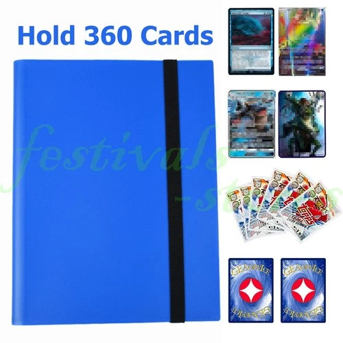 9-Pocket Card Album Holds 360 Sports/Game Cards Side-Loading Durable Binder Blue