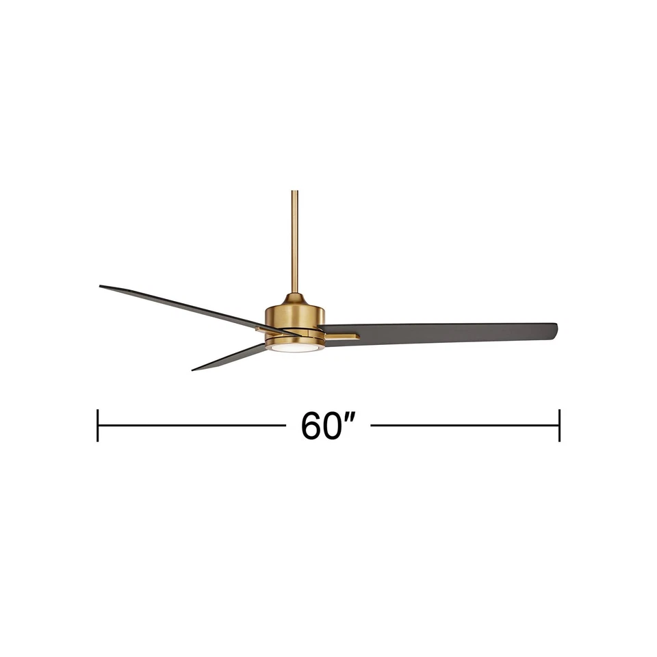 60" Modern 3 Blade Indoor Ceiling Fan Light LED Remote Soft Brass Black House - Image 4 of 4