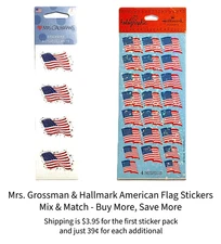 Mrs. Grossman & Hallmark American Flag Stickers - Sealed Packs - You Pick