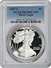 1987-S American Silver Eagle Dollar PR70DCAM PCGS Proof 70 Deep Cameo