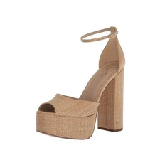 Sam Edelman Womens 7.5 M Bleached Beechwood Raffia Platform High Heels NIB KQ9