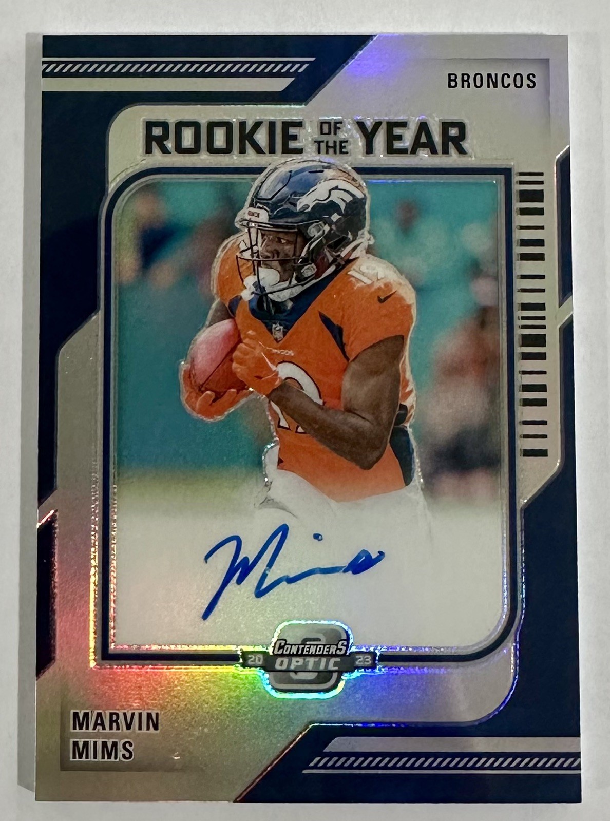 2023 Contenders Optic Marvin Mims Rookie Of The Year On Card Auto /99 Broncos
