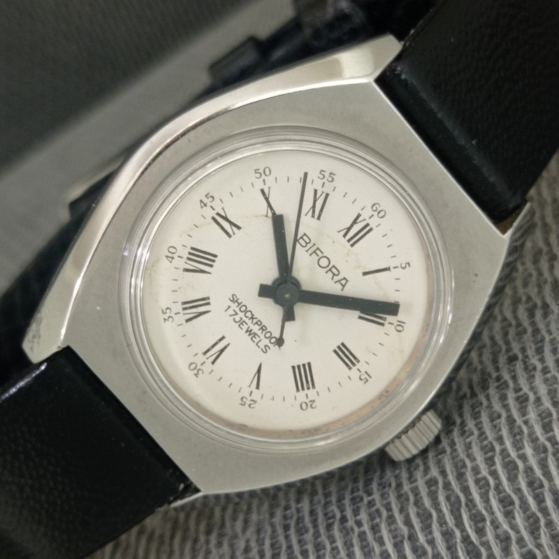 VINTAGE BIFORA HAND-WINDING INDIAN WOMENS WHITE COLOR DIAL WATCH a2848-U
