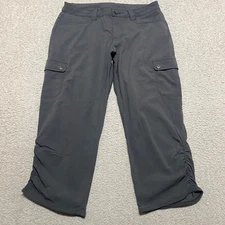 Eddie Bauer Womens sz 4 Pants Gray Cargo Capri Ruched Outdoor Hiking Walking