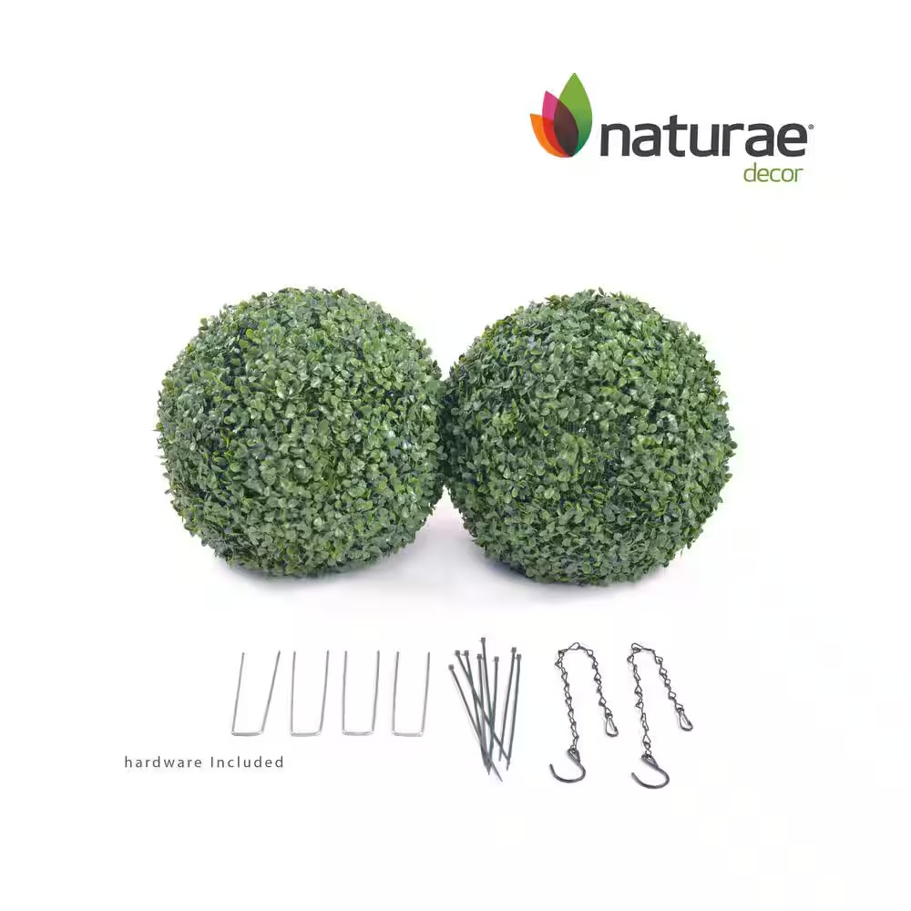 Boxwood 13 In. Artificial Foliage Ball Hedges 2 Pieces