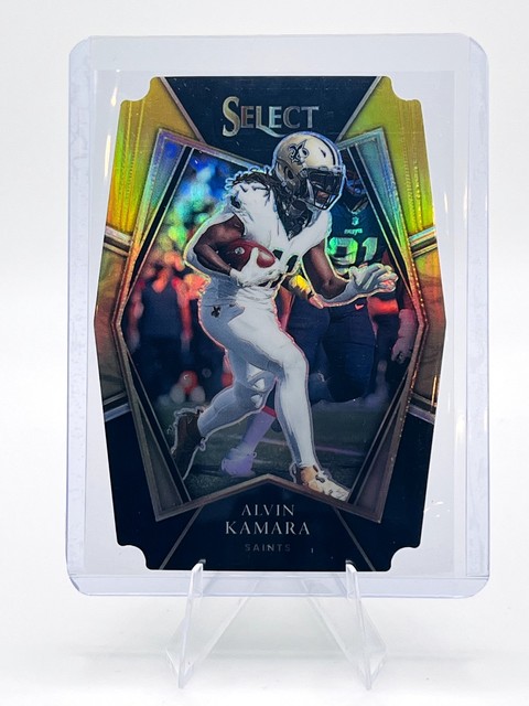2021 Panini Select #125 Alvin Kamara Black and Gold Prizm Die Cut - Color Match