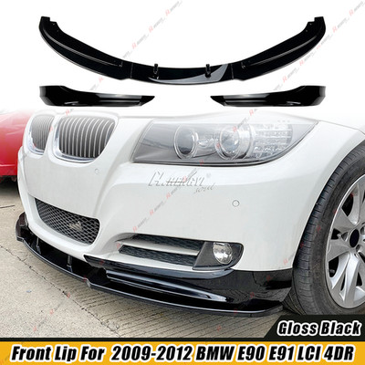 Für BMW 3er E90 E91 LCI 320i 330i 2009-2012 Front Spoiler Lippe Schwarz Glanz