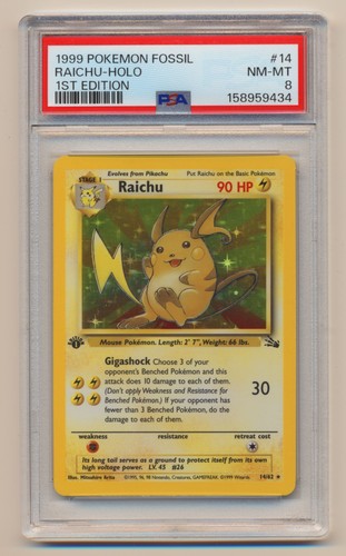 Raichu (1st Edition) graded PSA 8 for sale on eBay