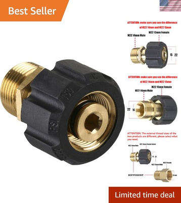 #ad High Performance M22 Pressure Washer Adapter Converts 15mm Female to 14mm Male $11.99