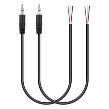 1FT 3.5mm Male Jack to Bare Wire, 2PCS TRS 3 Pole Stereo Plug Cable, 3 Colors